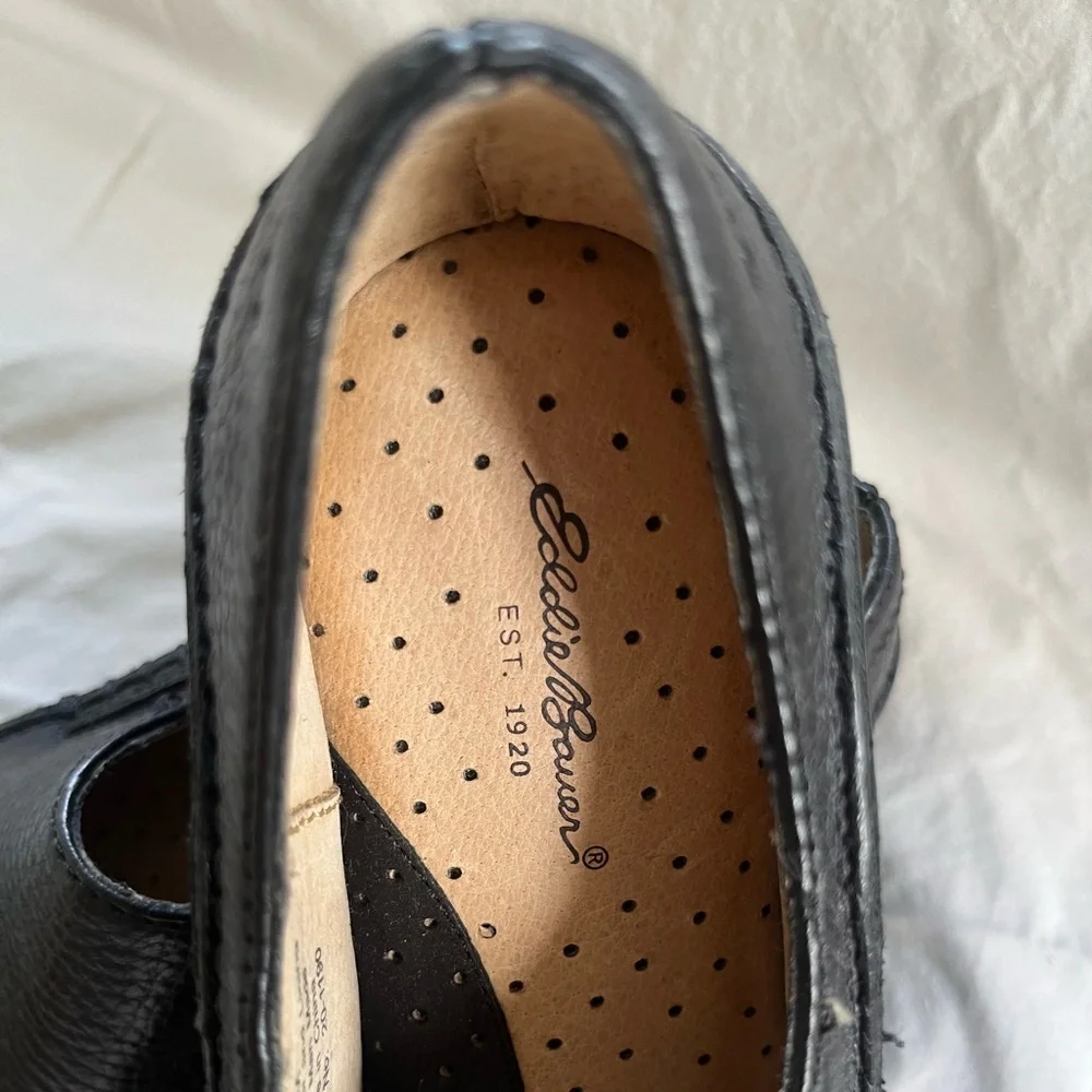 Black Leather Eddie Bauer Chunky Loafers. Women’s S 7.5M. - Picture 3 of 5